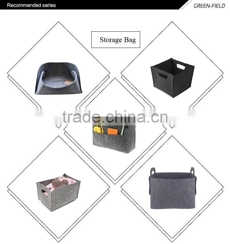 Genuine leather handle storage basket household storage box felt storage bin