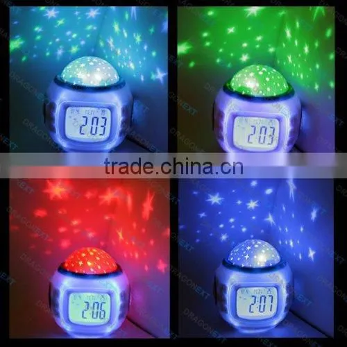Night Projector and Sound Shooter With 6 Lullabies and 4 Nature Sounds Large LCD Alarm