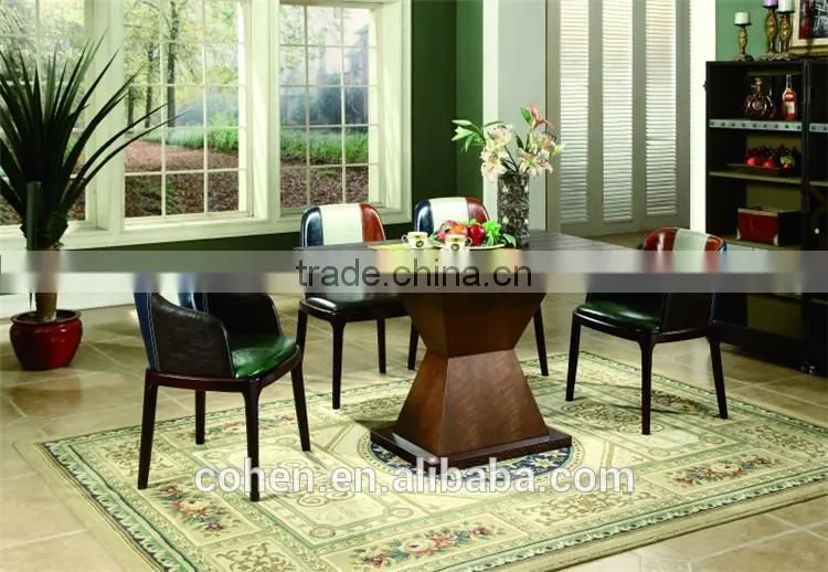 Foshan cohen furniture cheap but high quality new design solid wood frame with aluminum outside dining table HT012