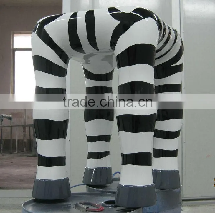 Outdoor fiberglass zebra stool