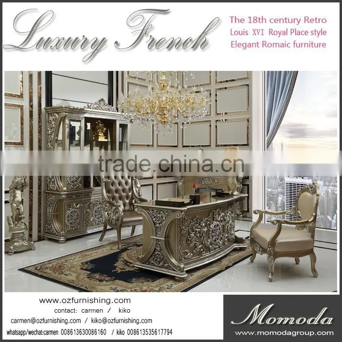 CB41Antique Royal rococo black silver glossy neoclassic french high end elegant Bedroom Furniture set