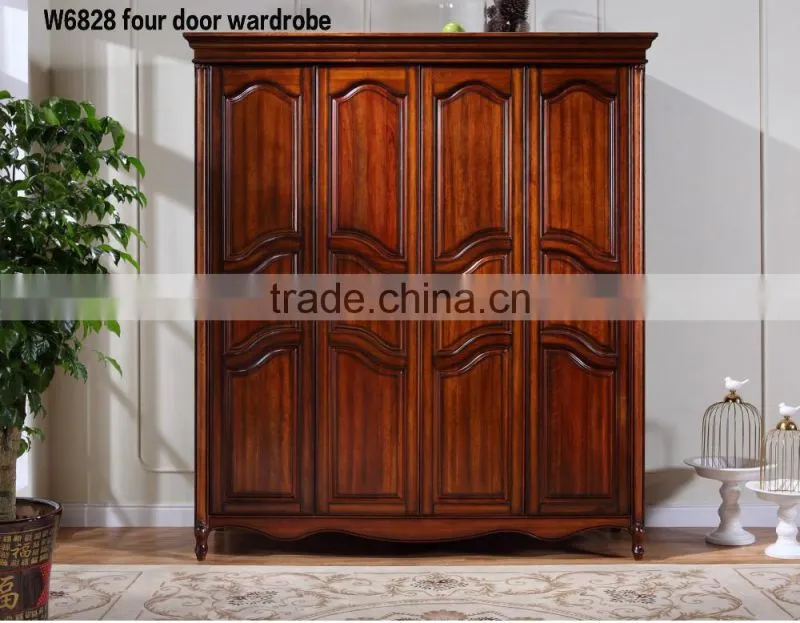 W6821Antique French Style Wardrobe/bedroom wooden wardrobe design pictures wooden clothes wardrobe designs