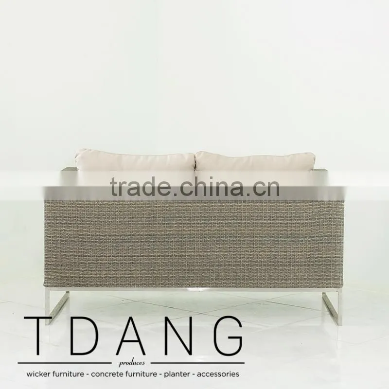 Coronado Wicker Bench with Stainless Steel Base - Contemporary Rattan furniture bench.