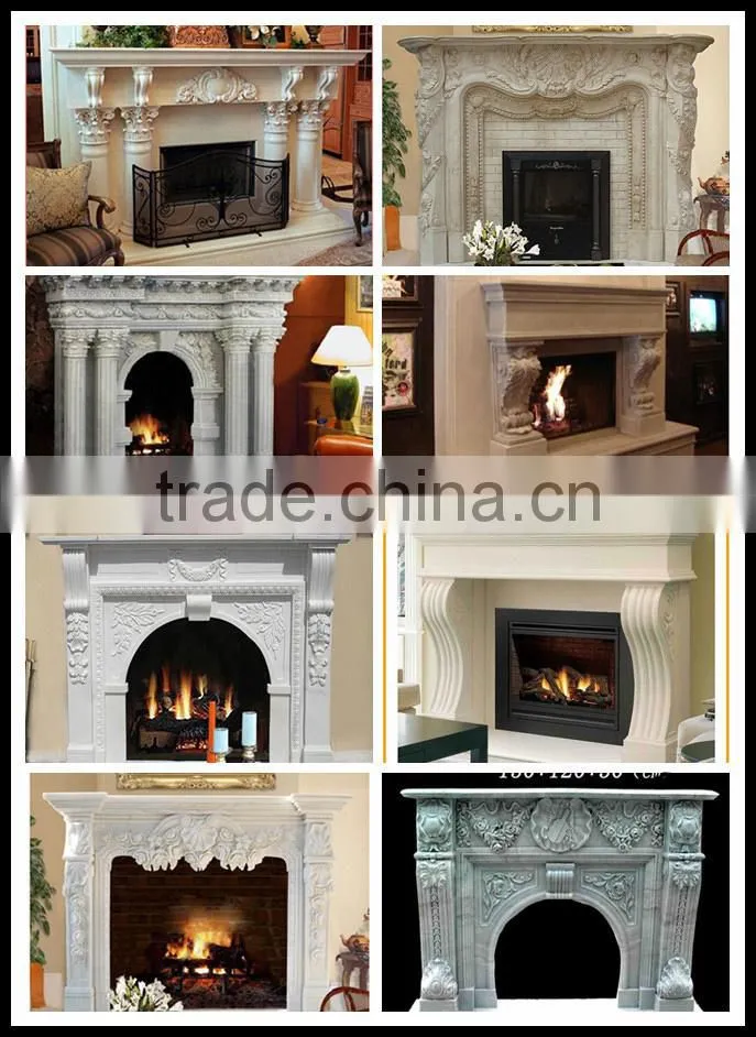 Indoor Used Artifical Fireplace Mantel, Beige Stone Fireplace