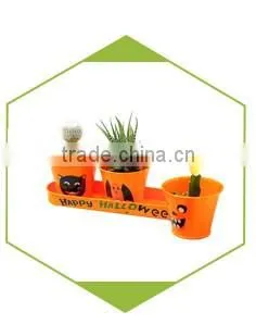 Cheap hand painting metal plant planters and pots with tray