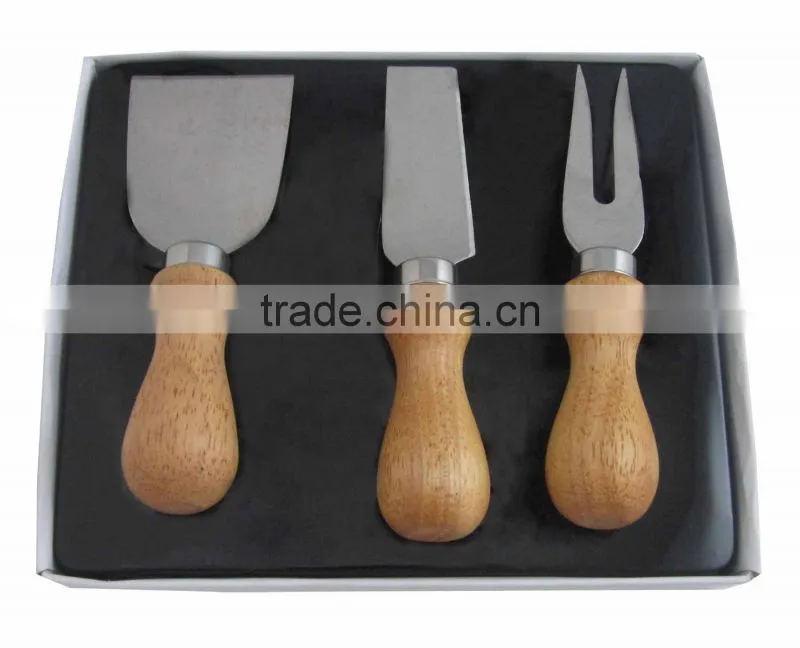 Good Quality Wooden Handle 3pcs Cheese Sets