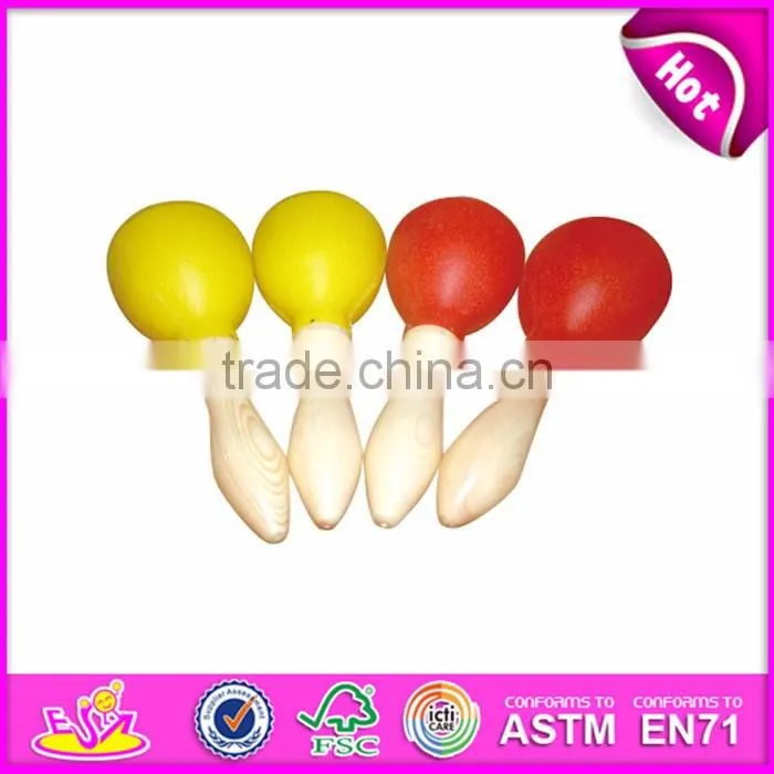 2017 Wholesale custom children mini wooden maracas percussion shaker W07I057