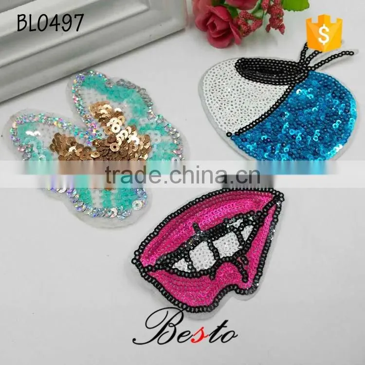 Pretty small size seuin appliques designs for baby dresses