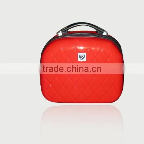 mini size hard shell plastic vanity bag cosmetic case with zip and handle