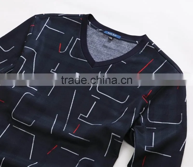 Raidyboer Men's printed long sleeve t shirt with V neck Raidyboer