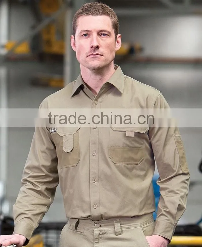 COTTON WORKIng UNIFORM HI VIS SHIRT OPEN FRONT LONG SLEEVE WORKWEAR SHIRTS