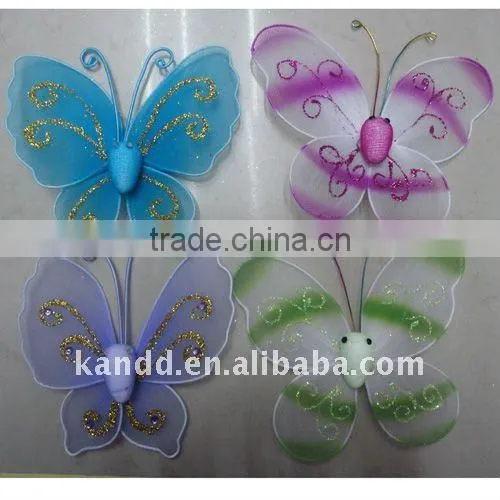 mini nylon butterfly/artificial nylon butterfly/fairy mini butterfly