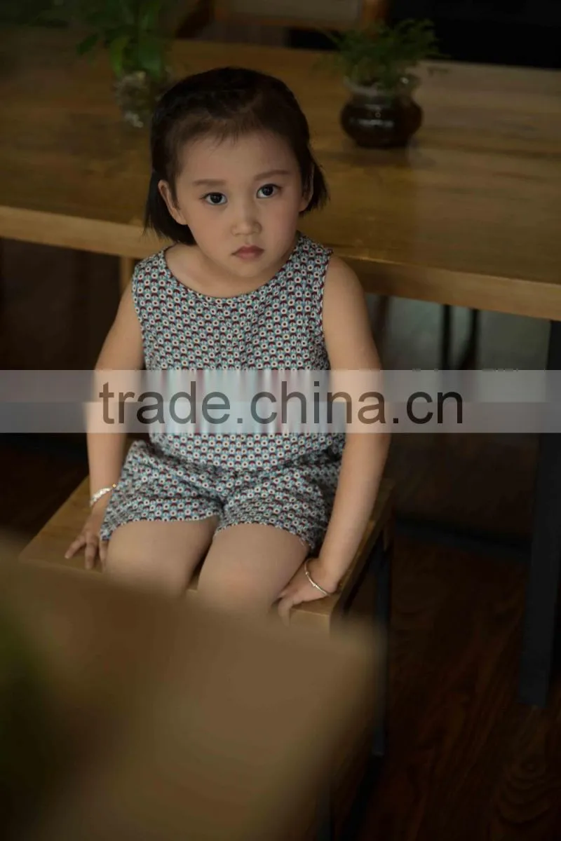 new fashion girl sleeveless set chifon blouse set for baby girl printed flower dress jumpsuit