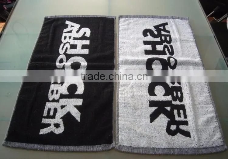 Custom design full size jacquard logo terry bar towel