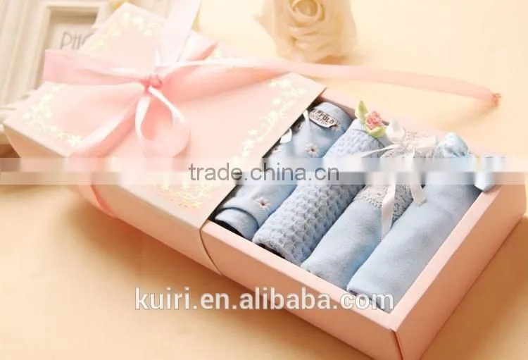 Hot sell 5 gift boxed cotton low waist girls Briefs lady cute cotton lace underwear panties