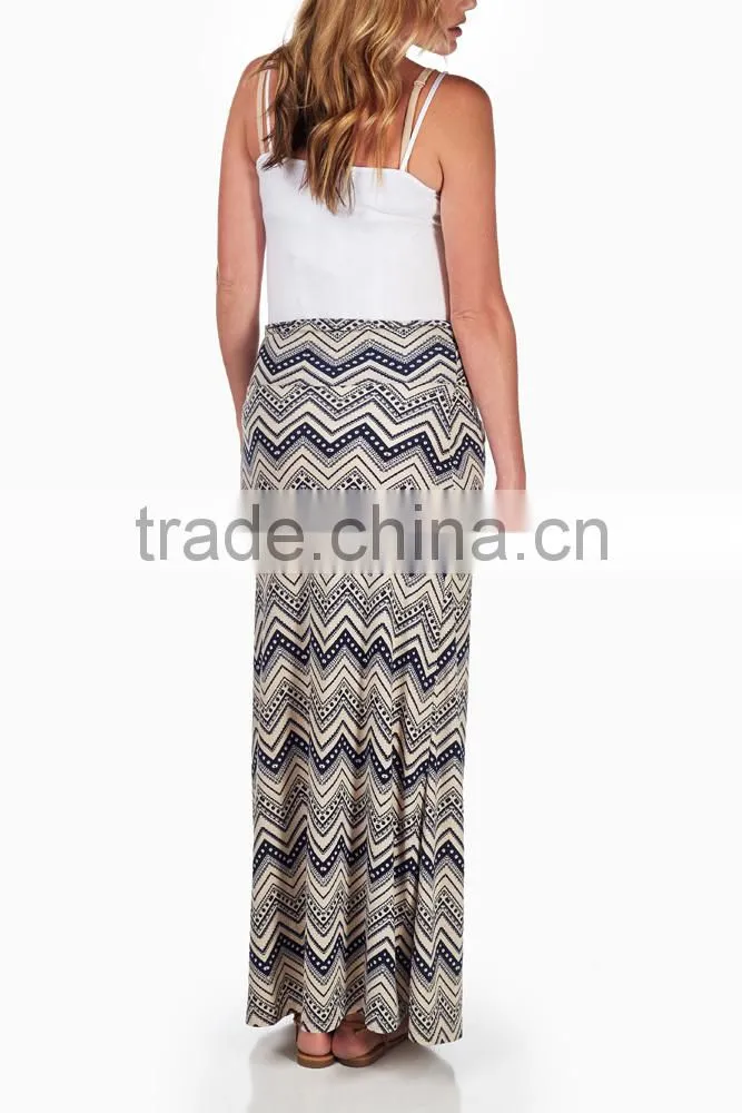 BLUE ORANGE PRINTED OPEN BACK MATERNITY/NURSING BLOUSE