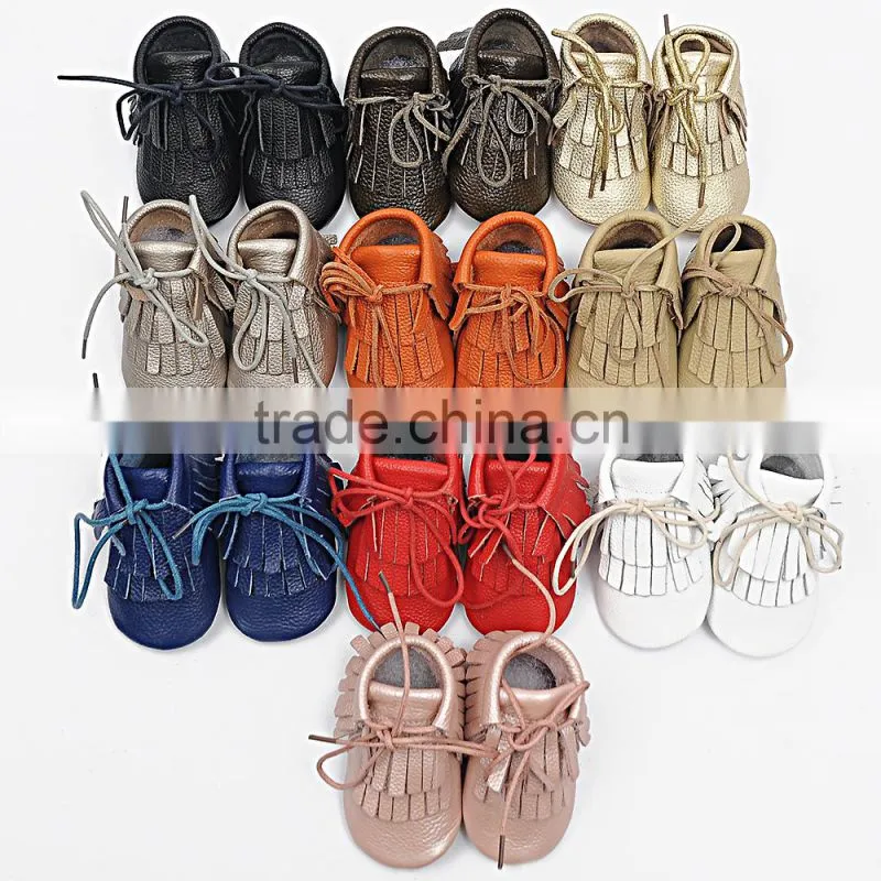 2016 New Design Lace Up Tassel Winter Newborn Baby Shoes