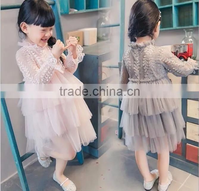 latest girls design long sleeve ruffle girls boutique dress