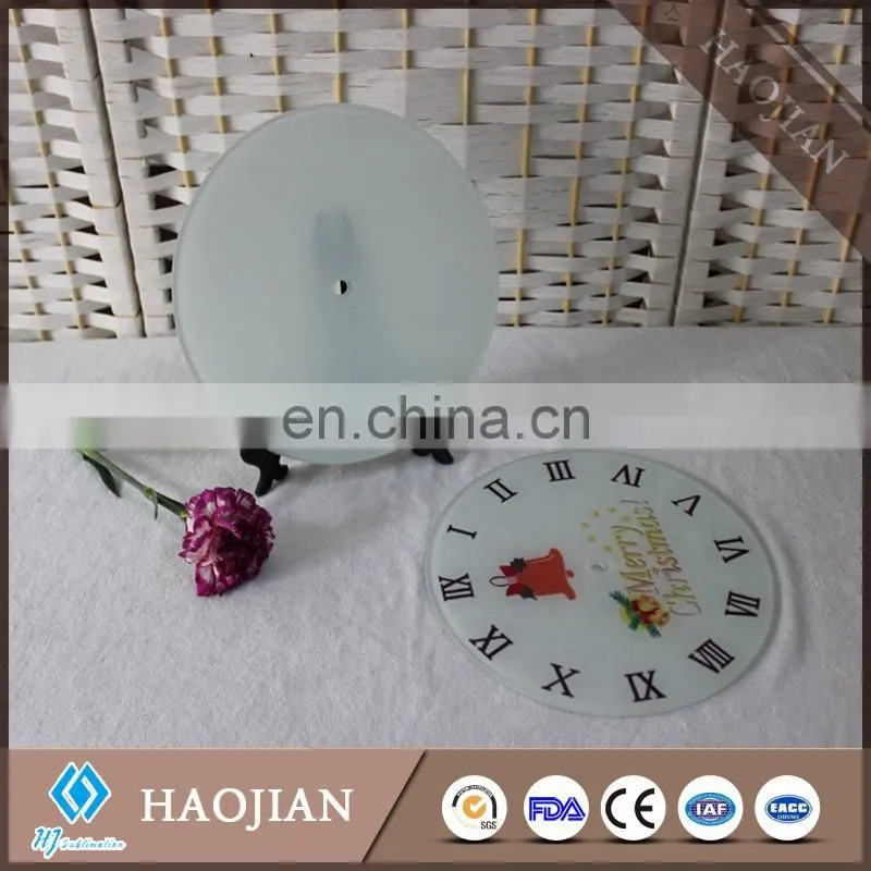 sublimation blank tempered glass clock face,smooth surface with white coating ,round shanpe