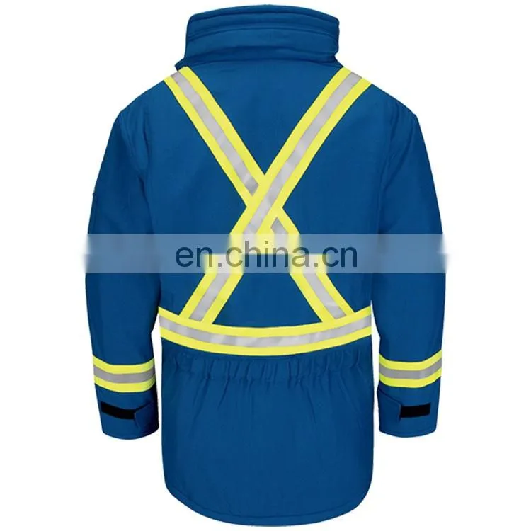 Nomex IIIA Aramid Flame retardant High visibility winter jacket workwear uniforms with reflective tapes
