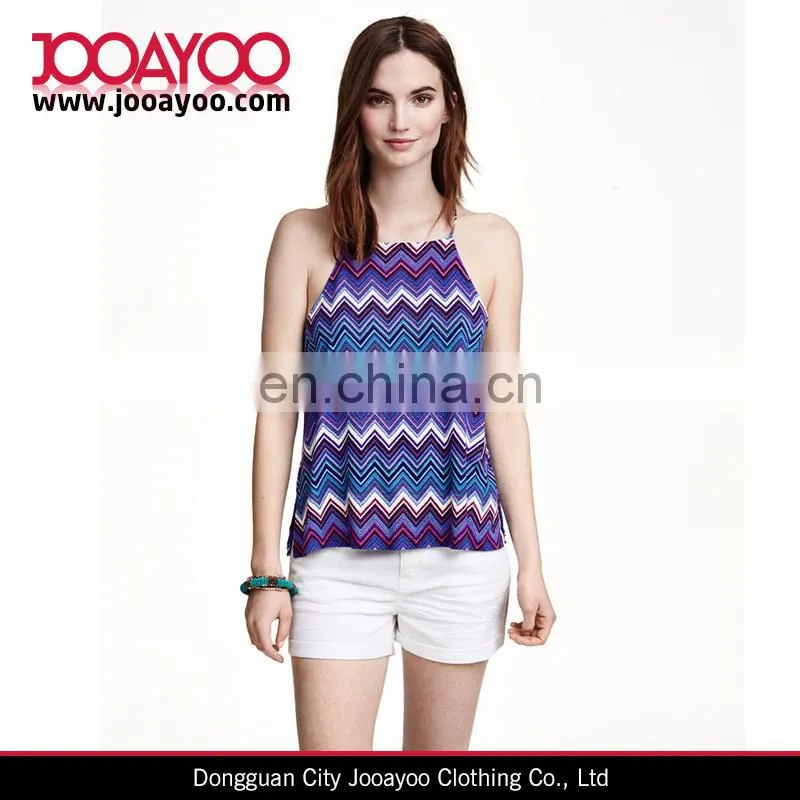 Narrow Shoulder Straps Yarn Dyed Tank Top Wide-cut Camisole Top