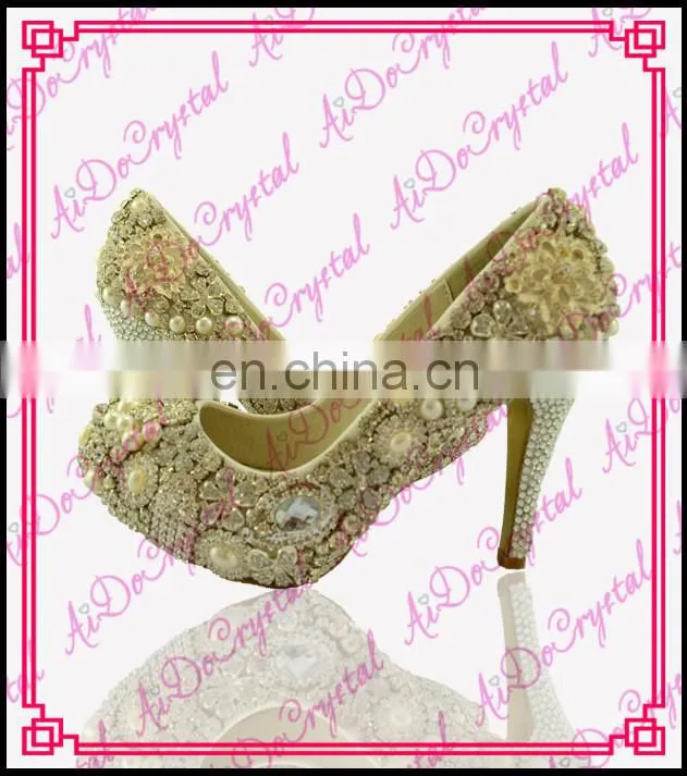 Aidocrystal custom wedding high heels crystal studded wedding shoes prom shoes