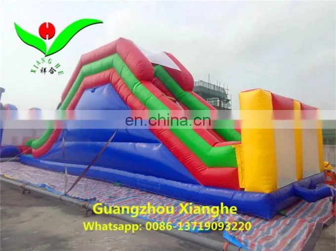 Stock and promotion inflatable obstacle challeage bouncy castles inflatable 14X10X5m