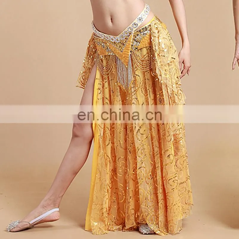 High sequin fabric shiny hot sexy belly dance long dress Q-6032#