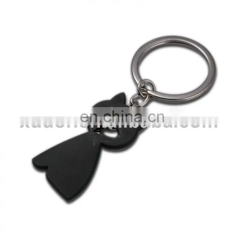 custom great quality cute black Cat animal shaped keychain