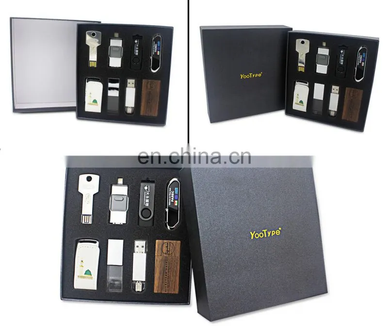 2019 hot selling 8pcs christmas gift promotion set metal plastic usb flash drive free sample