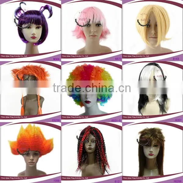 Cheap short pink synthetic beauty cosplay party wigs