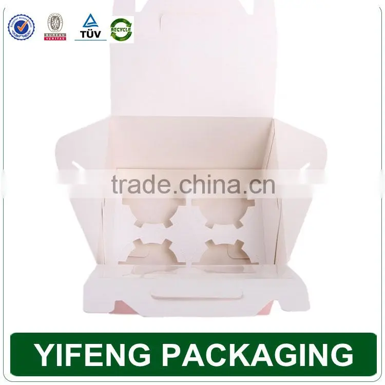 Customized Top-selling white cardboard cup cake box with transparent clear window