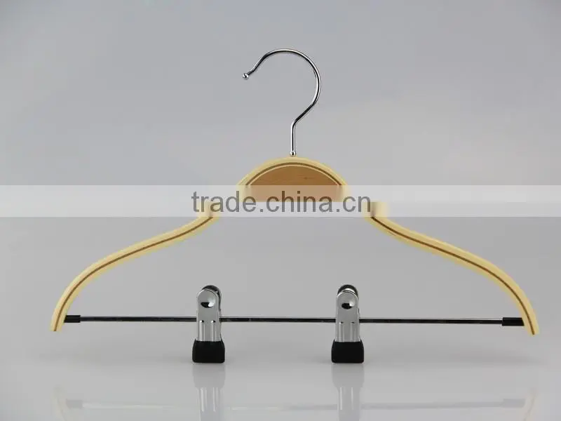 HA6888 cheap laminated wood hanger coat hanger with clips