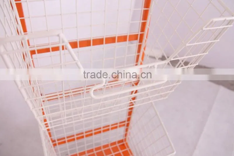 Display stand type metal three baskets magazine display rack