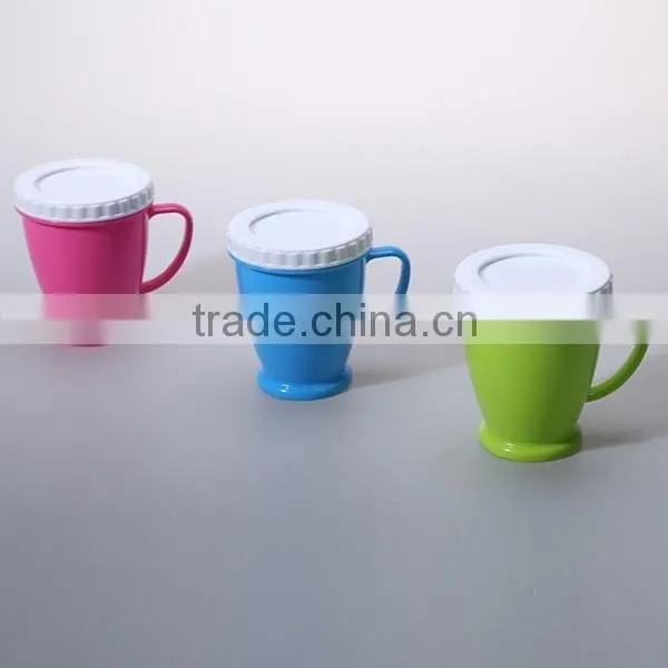 300ML PP PLASTIC MUG WITH LID FOR OFFICE