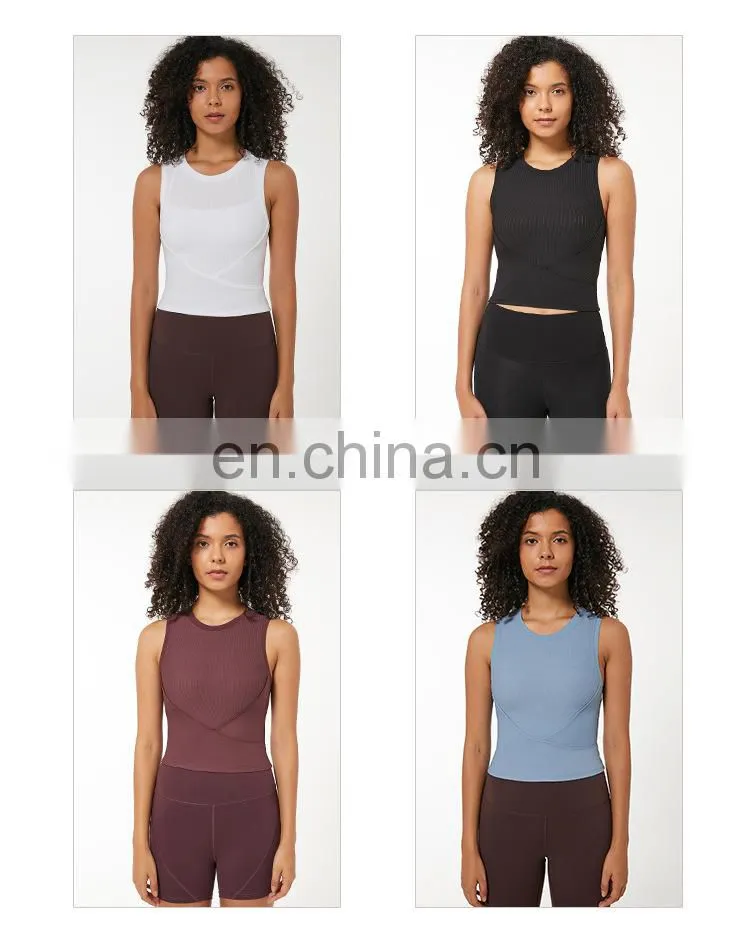 OEM & ODM Supplier Custom Logo Ribbed Fashion Gym Wear Sleeveless Yoga Crop Tank Top