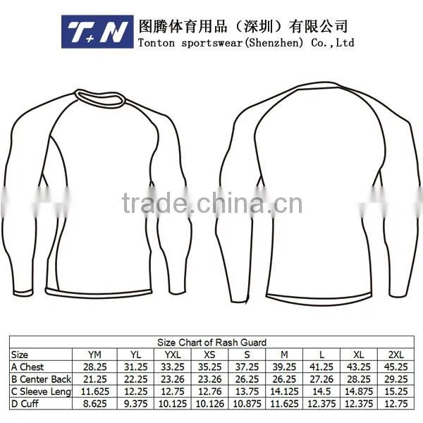 Long Sleeve Great Quality design custom Sublimation MMA Rash Guards with high stretch lycra spandex UV 50+ protection