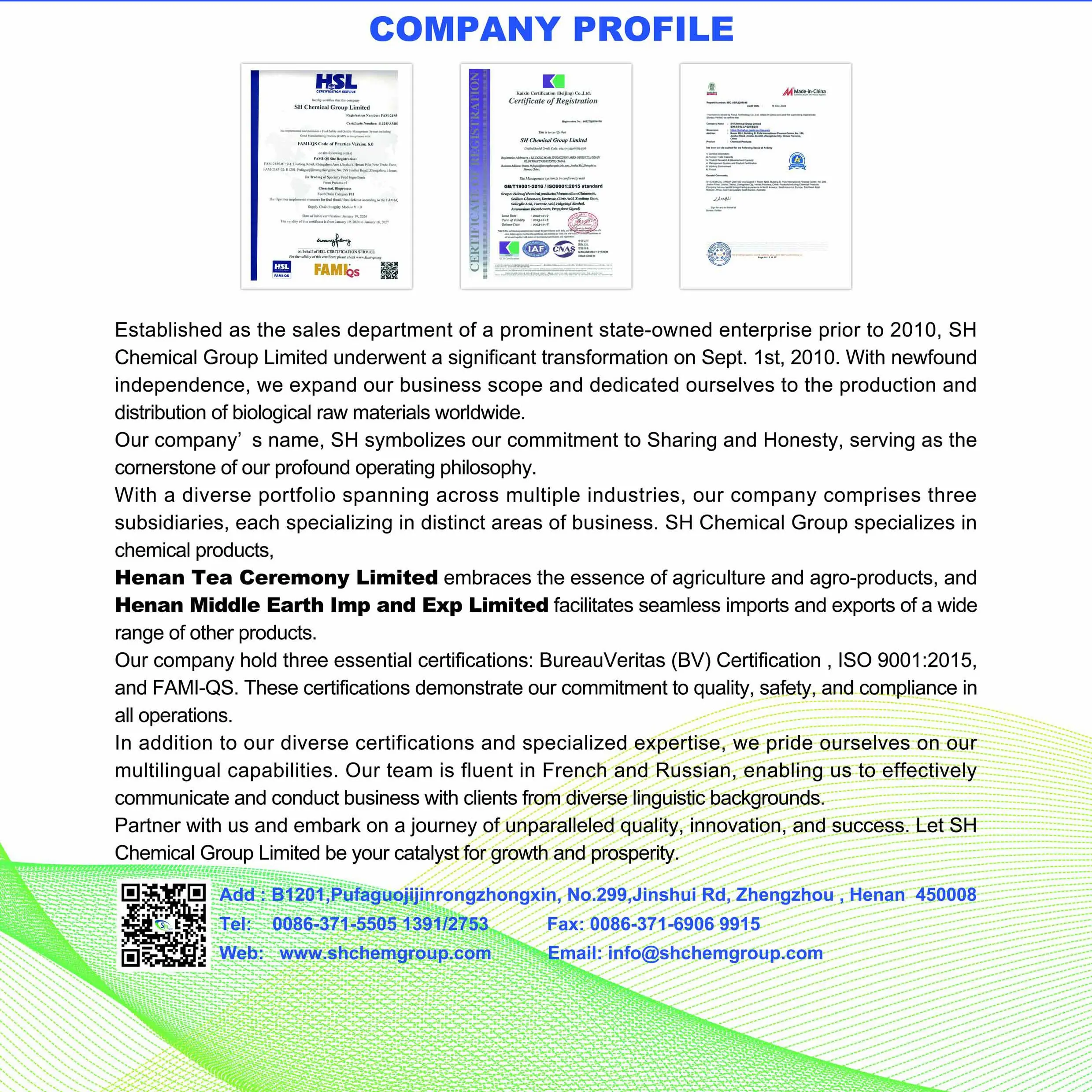 Sh Chemical Group Limited company overview - view 1