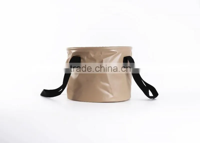 2016 folding bucket pvc tarpaulin fishing portable outdoor dustbin with two handles