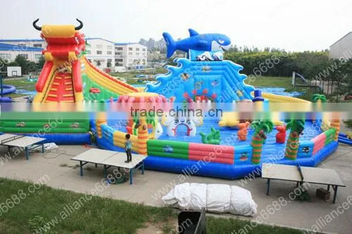 2014 giant inflatable sport dragon shark jumpers kiddie jumper