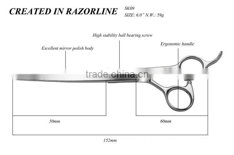 RAZORLINE SK09 Classic Style SUS440C Chinese professional hair cutting scissors