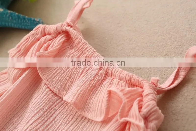 2016 Summer Baby Infant Children's Clothing Baby Girl Clothes Sling Pure Color Jmpsuit Ruffle Cotton Rompers