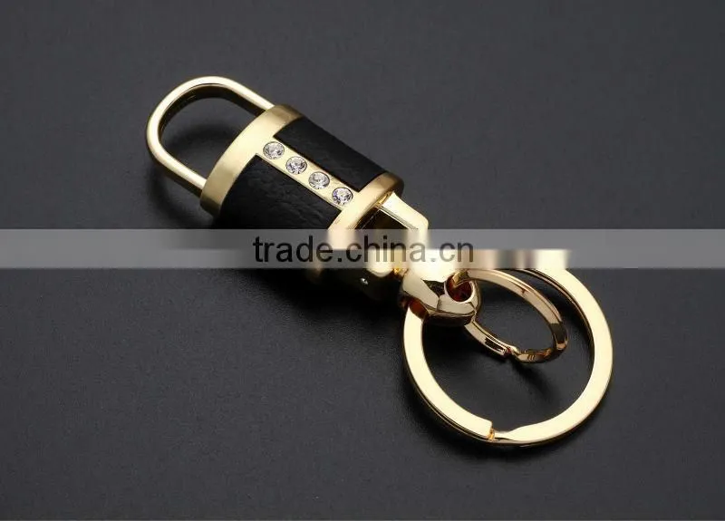 Men's Promotional Gift, Genuine Leather Metal Keychain,key chains gift,new products 2015