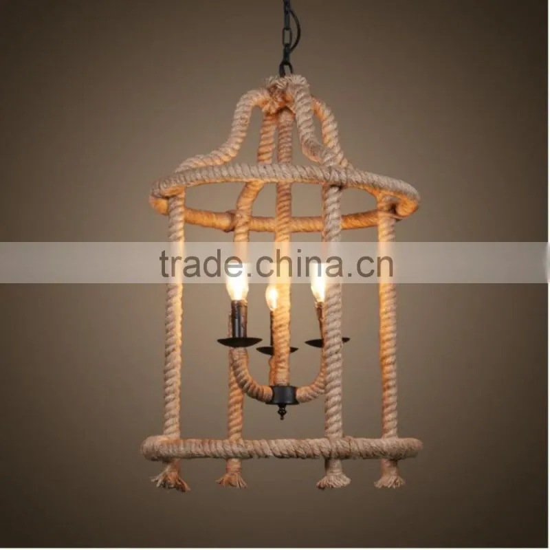 Vintage Style Hemp Rope Tyre Pendant Lighting - Hemp Rope Chandelier