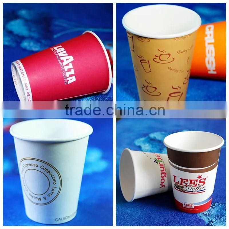 Custom logo Printed Disposable Single Wall Coffee Paper Cups with Lids
