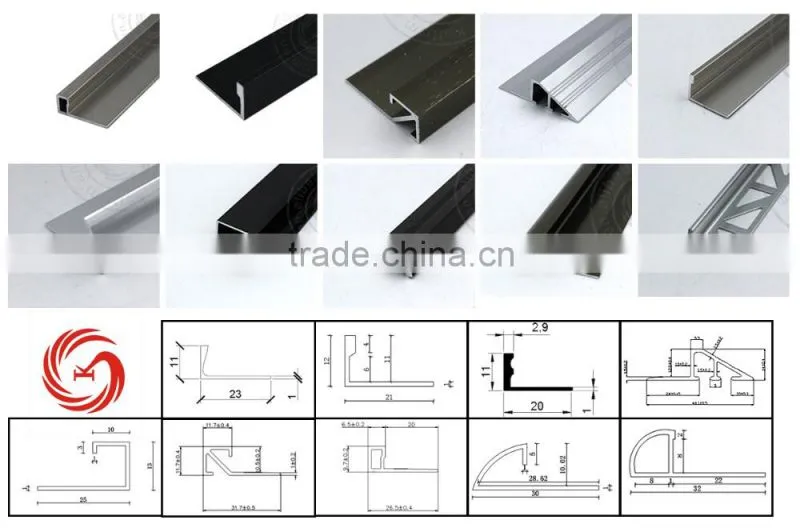 Good quality shopping mall used curved wall edge aluminum tile trim profile