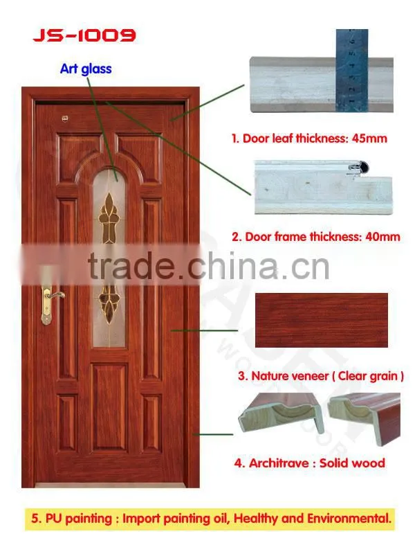 class multi-panels teak galss timber interior door