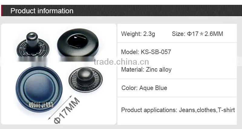 Fashion Decorative Blue Four Parts Press Metal Snap Button for coat