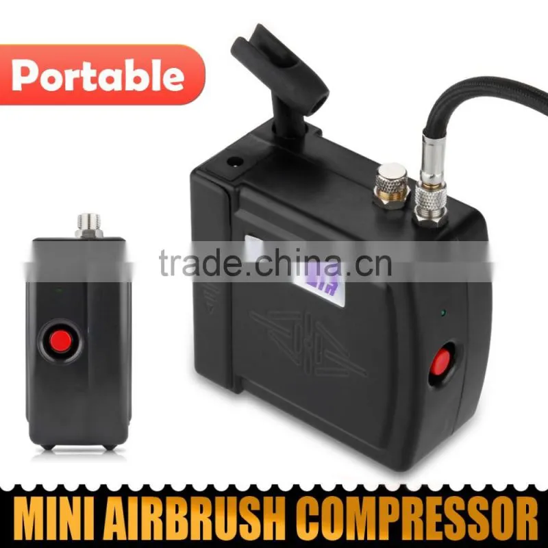 Black HS08 Portable Mini Airbrush Compressor Kit with UK Adapter Body Paint Professional Airbrush Nail Art Paint Cake AS-37
