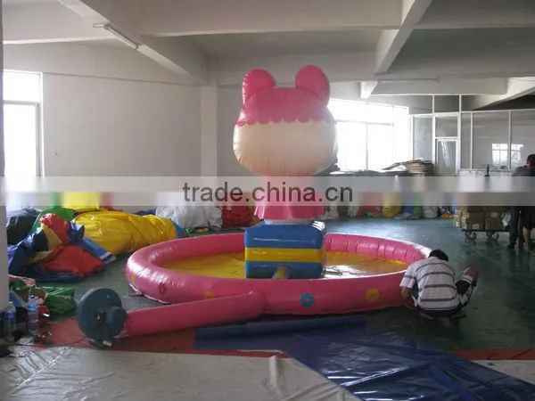hot selling red inflatable pool with pretty girl